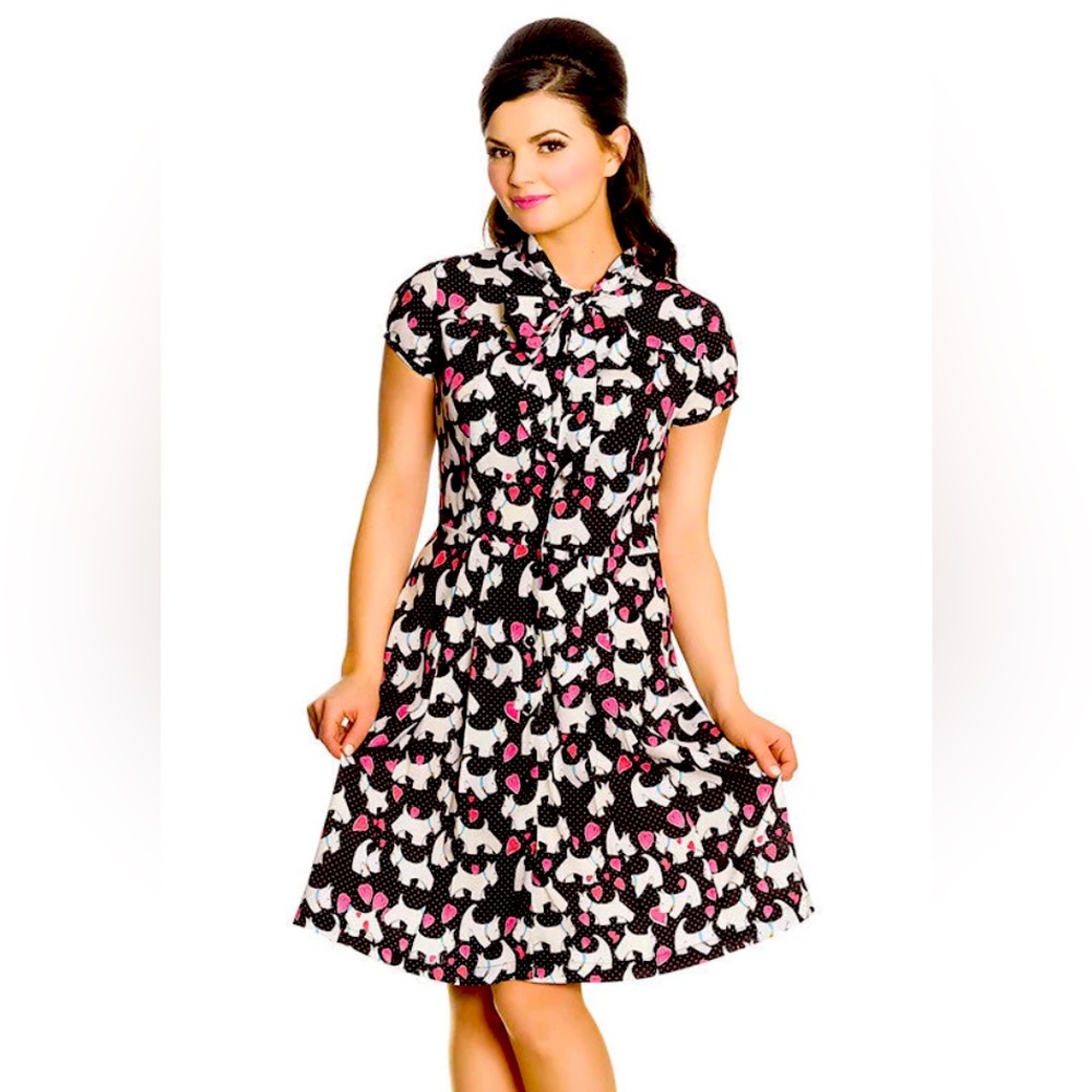 Hell Bunny Terrier Dog & pink heart Dress XXL